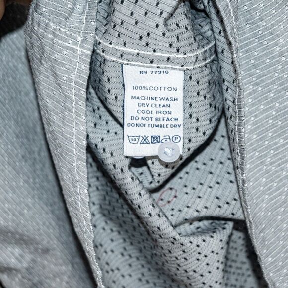 DUCHAMP Men's Tailored Fit dress Shirt Gray textured stripe Size 16 L - Picture 7 of 7